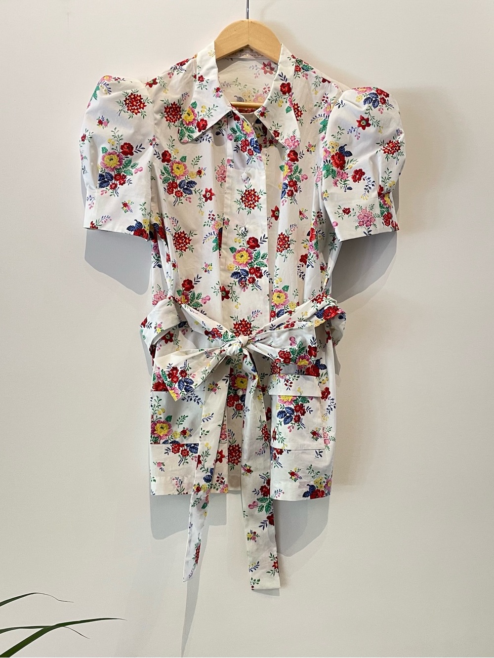 The Vampire's Wife Floral Shirt in White with Multicolor Blooms